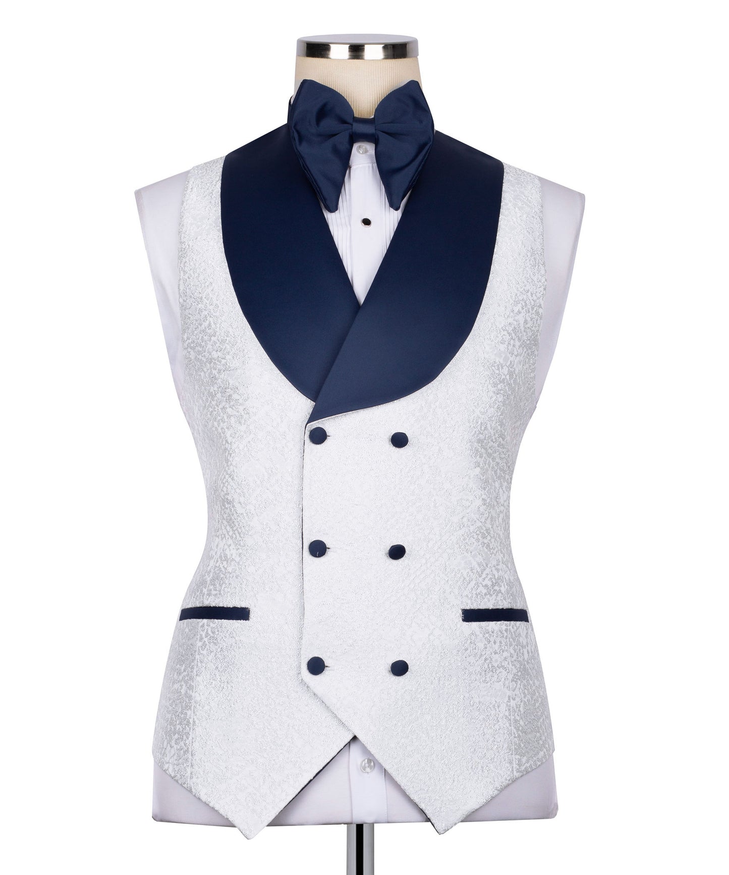 Navyblue collar white tuxedo