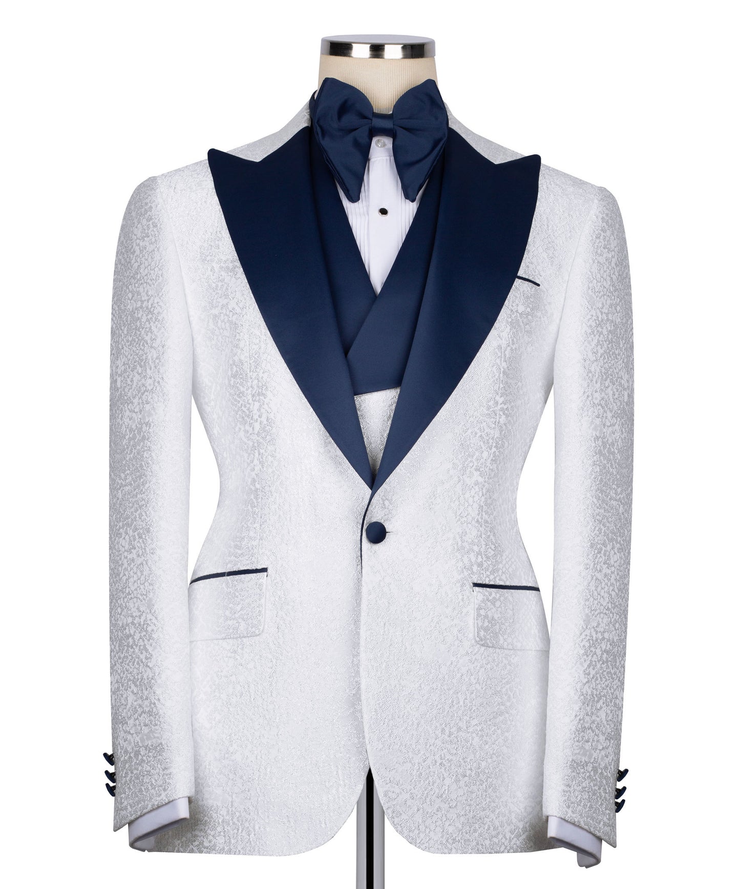Navyblue collar white tuxedo