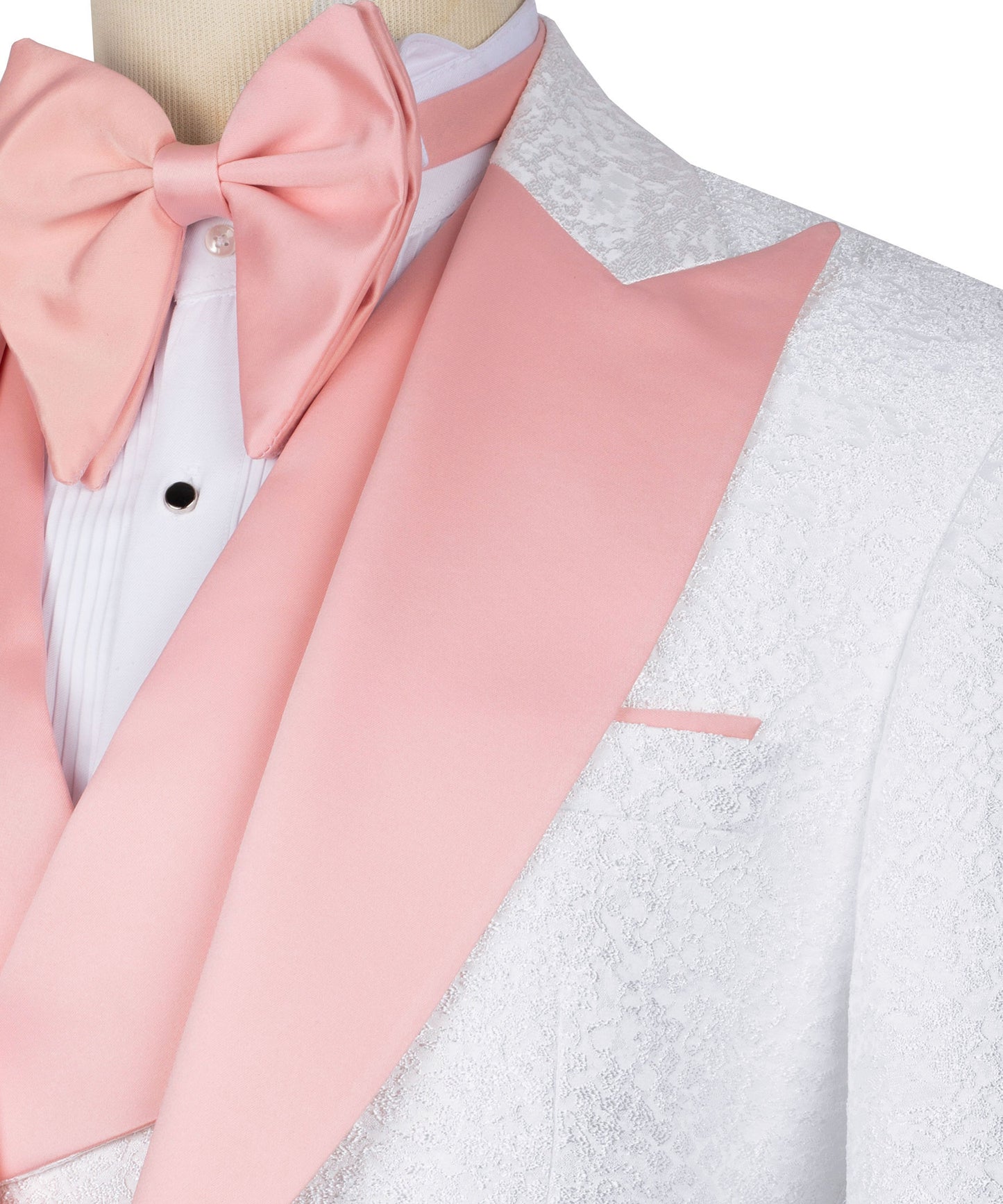 Pink collar white tuxedo