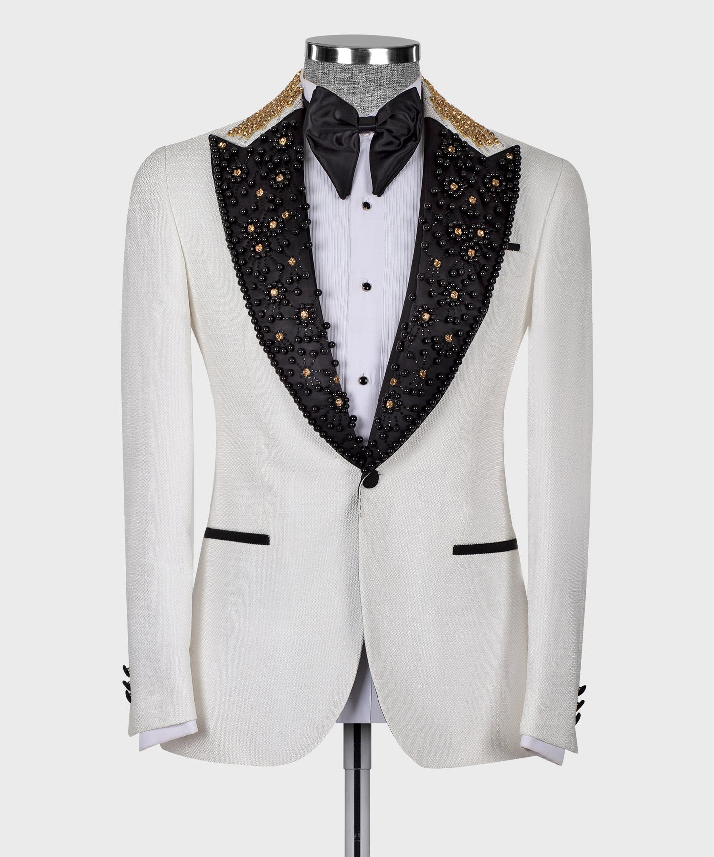 Stone embroidered white tuxedo