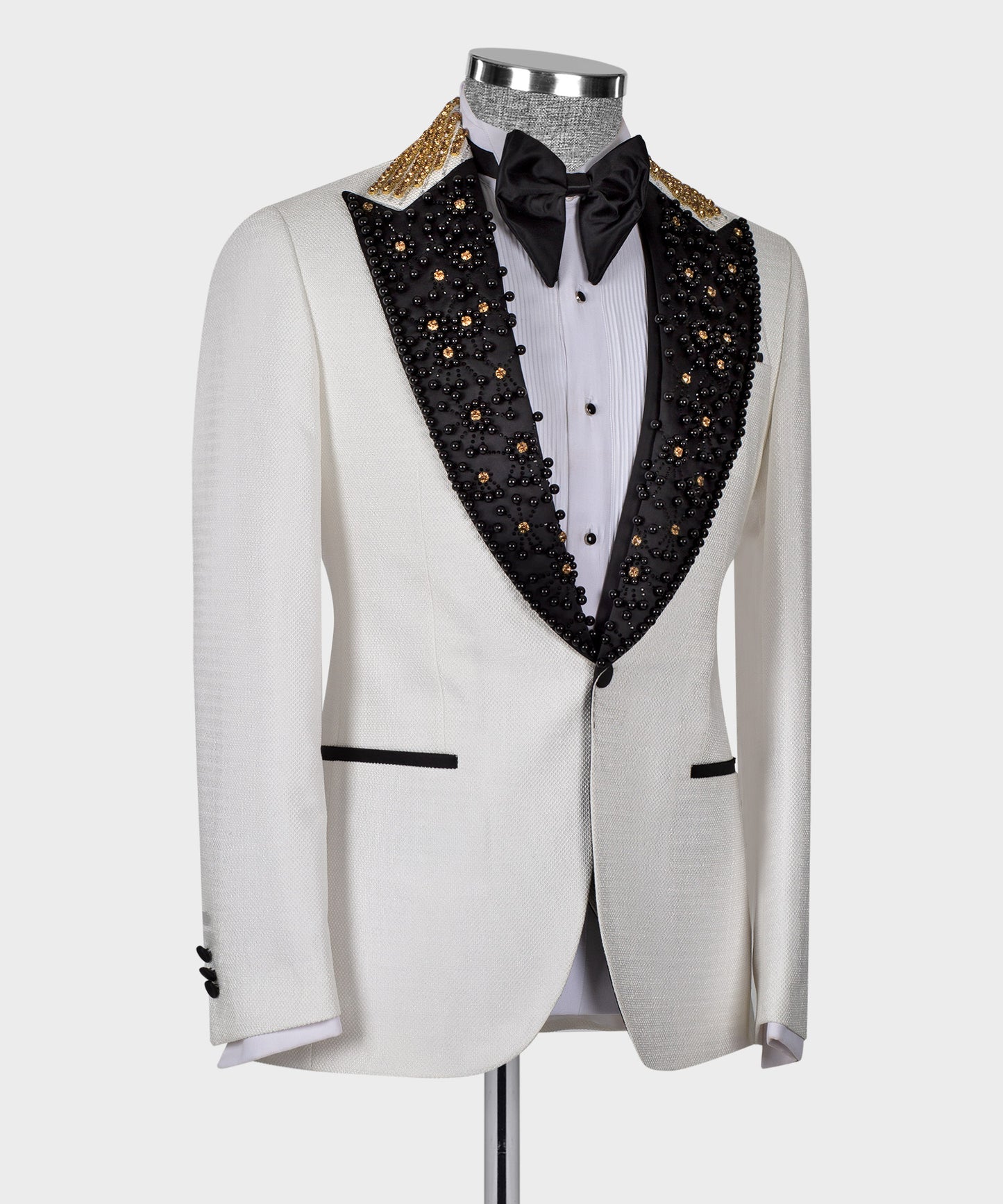 Stone embroidered white tuxedo