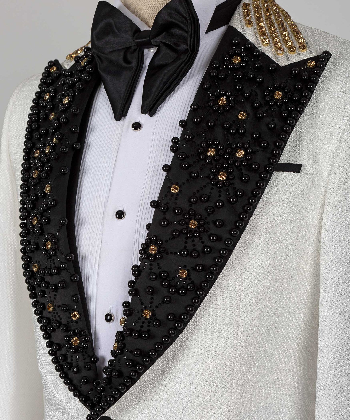 Stone embroidered white tuxedo